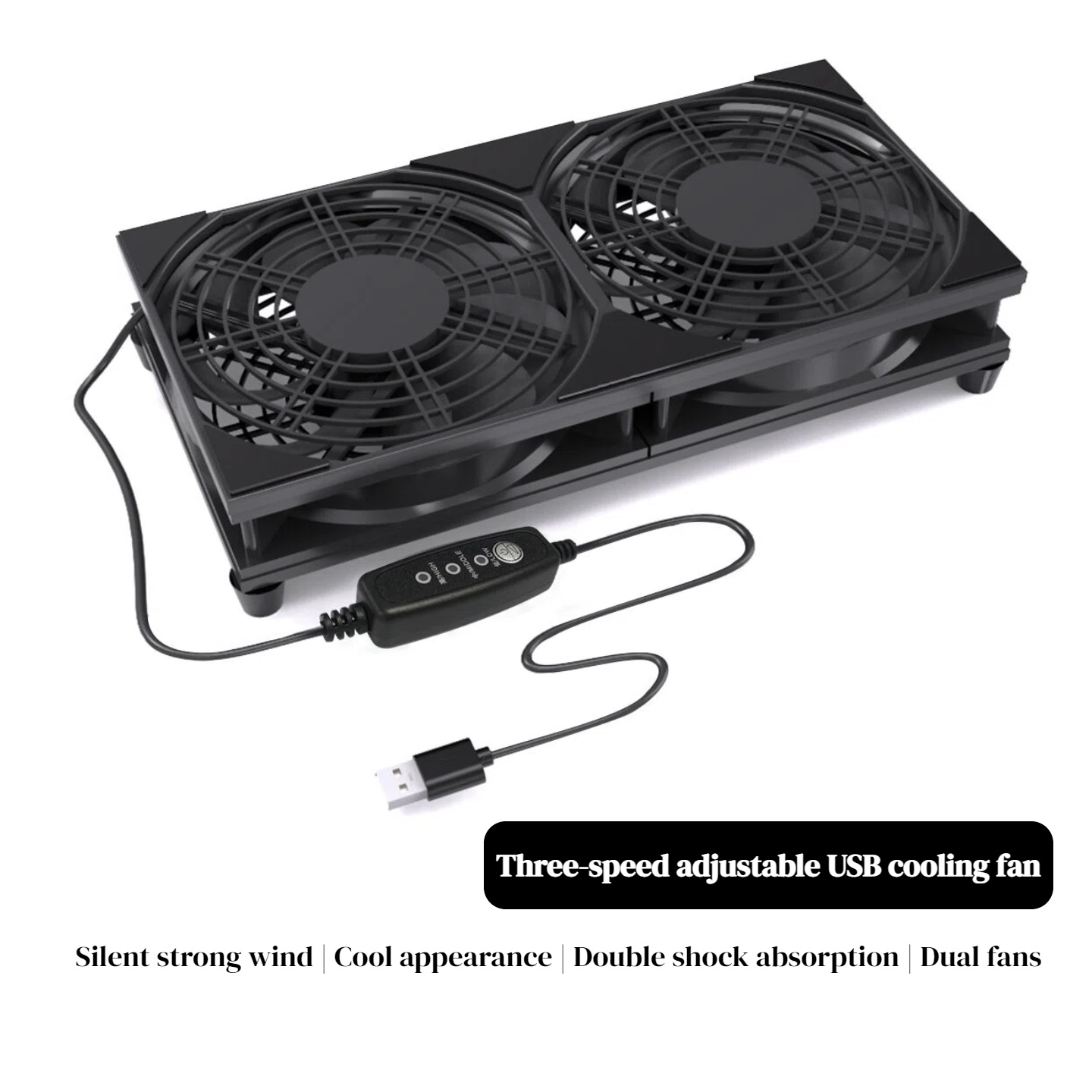 Gaming Accessories Rgb - デュアルUSB冷却ファン（3段階速度調整付き） | ルーター、PC、ゲーム機用の5V高風量クーラー