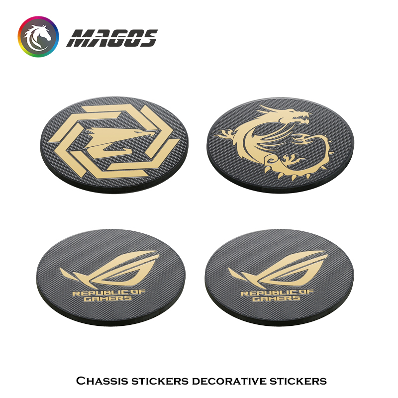 Gaming Accessories Rgb - コンピュータケースファンメタルステッカーROG MSI AORUSロゴ、シャーシステッカーロゴペーストPCゲーマー装飾、3ピース/ロット