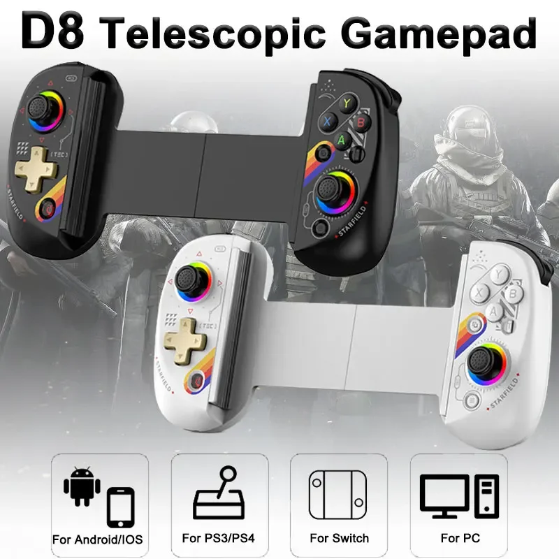 Gaming Accessories For Android - Android iOSゲーム用Bluetoothストレッチジョイスティック,bsp d8 rgbタブレットコントローラー,スイッチゲーム用ワイヤレスハンドル,p3,p4,素晴らしいオファー