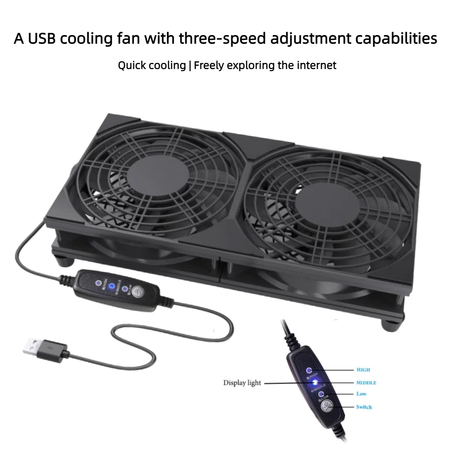 デュアルUSB冷却ファン（3段階速度調整付き） |   ルー - Gaming Accessories Rgb のレビューと価格
