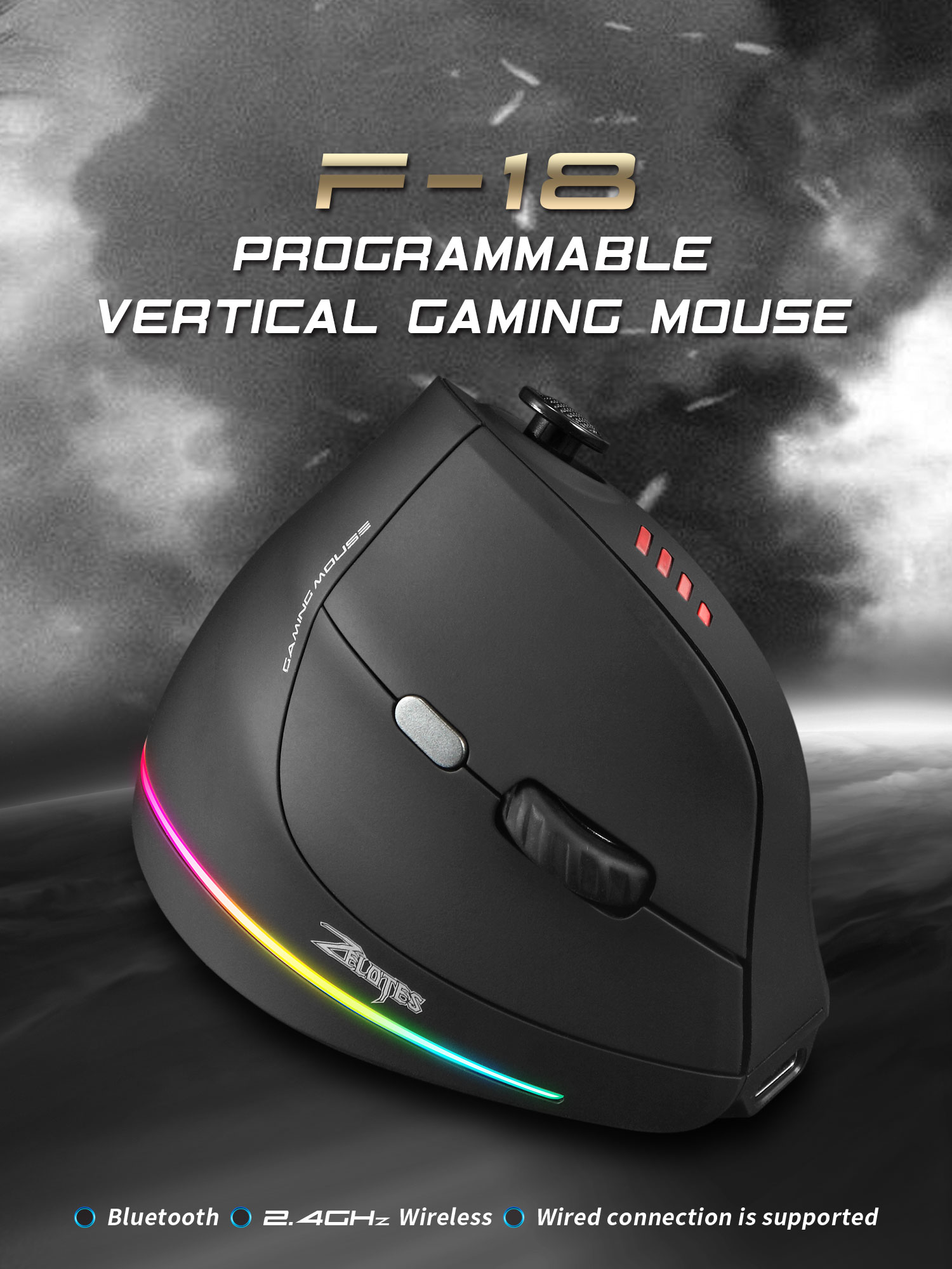 Jomaa RGB バックライト付きワイヤレス垂直マウスコン - Gaming Accessories Rgb のレビューと価格